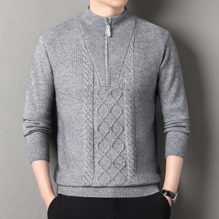 Herren Strickpullover mit hohem Kragen und Zipper Echoarchiv