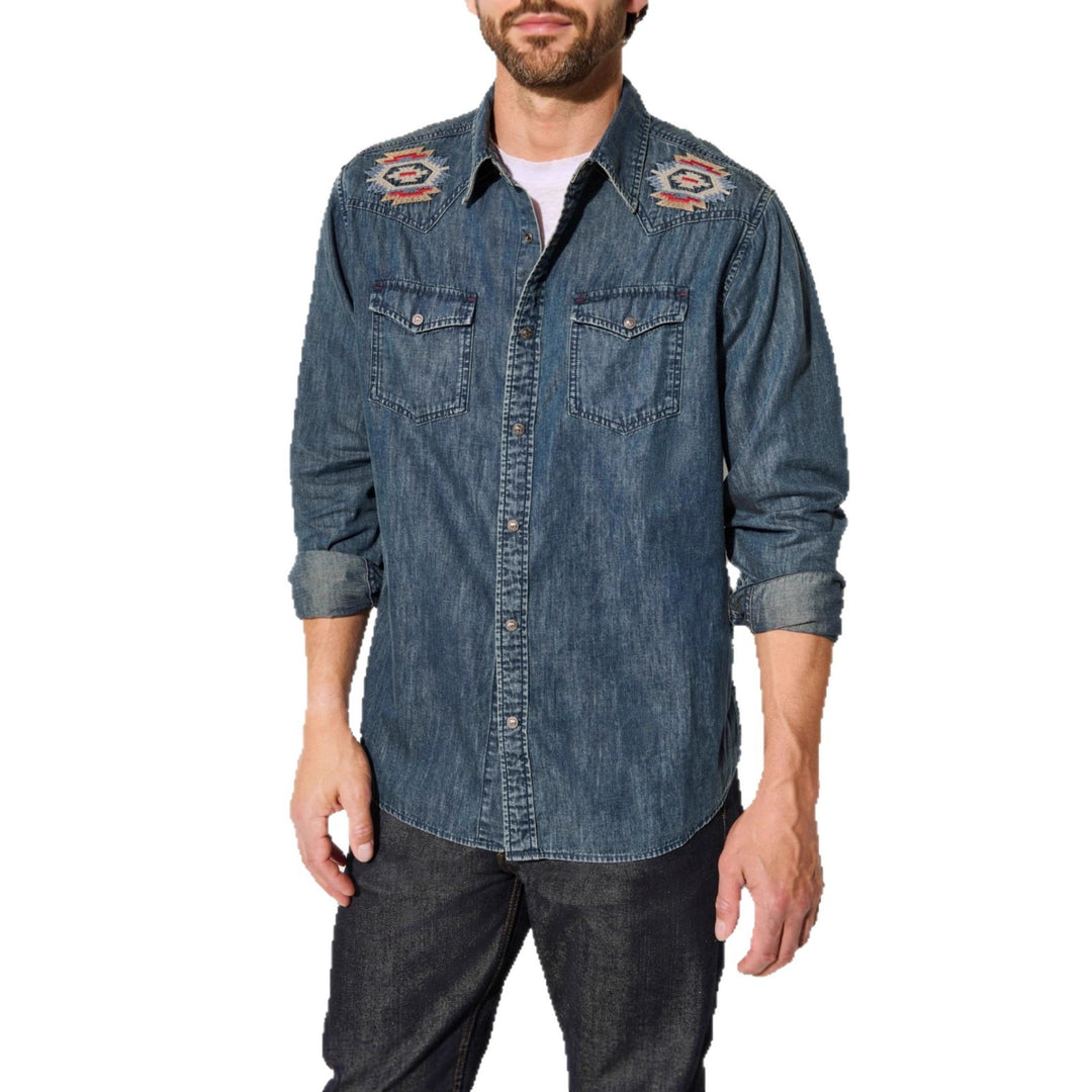Herren Denim-Hemd mit gestickten Details Echoarchiv