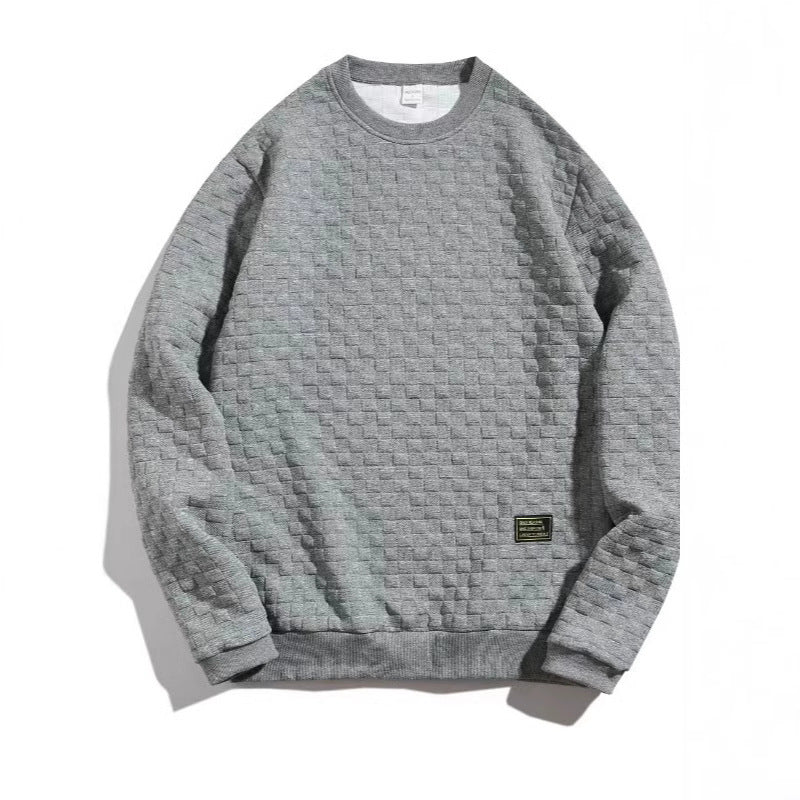 Herren lässiger Struktur-Sweater mit Rundhalsausschnitt und elastischen Bündchen Echoarchiv