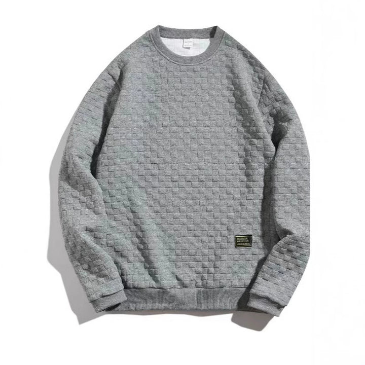 Herren lässiger Struktur-Sweater mit Rundhalsausschnitt und elastischen Bündchen Echoarchiv