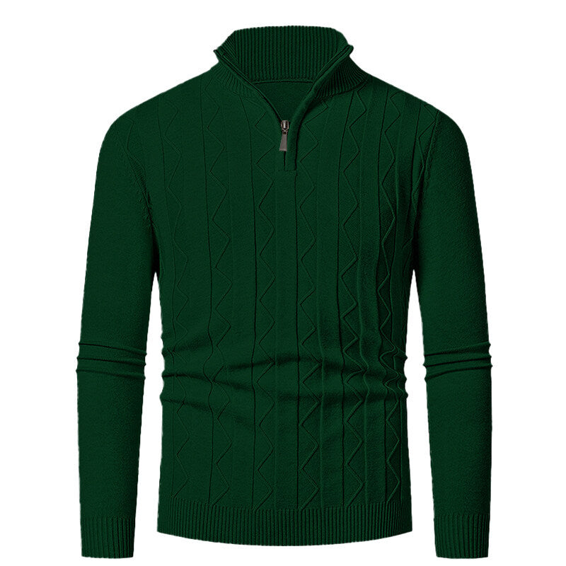 Herren Strickpullover mit stylischem Reißverschluss und Zopfmuster Echoarchiv