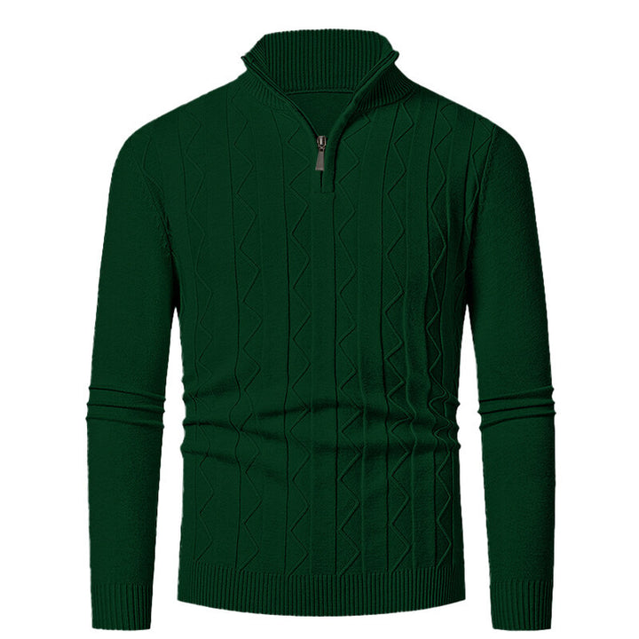 Herren Strickpullover mit stylischem Reißverschluss und Zopfmuster Echoarchiv