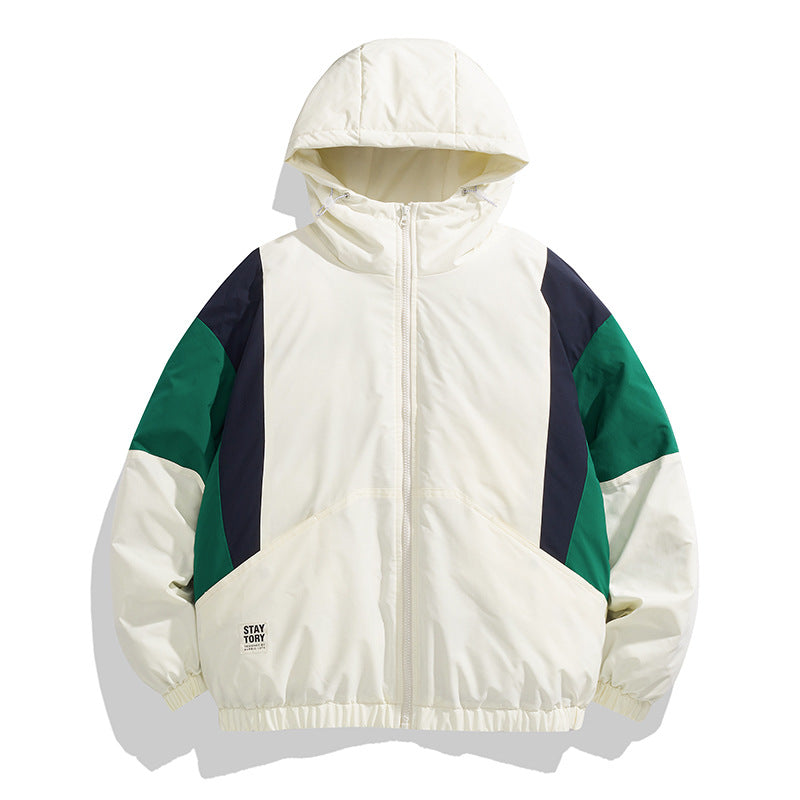 Unisex Kapuzen‑Steppjacke im Colorblock‑Look mit elastischem Saum, Kängurutaschen & leichtem Thermofutter Echoarchiv