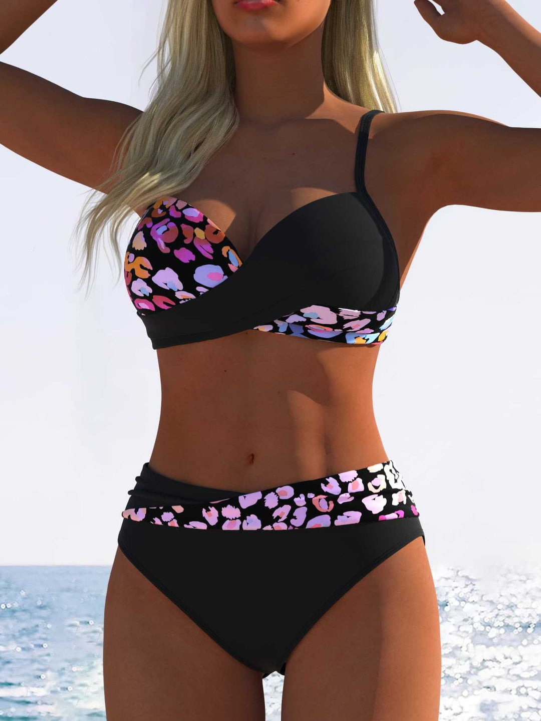 Damen Bikini-Set mit floralem Wickelmuster und bequemen High-Waist-Höschen Echo Archiv