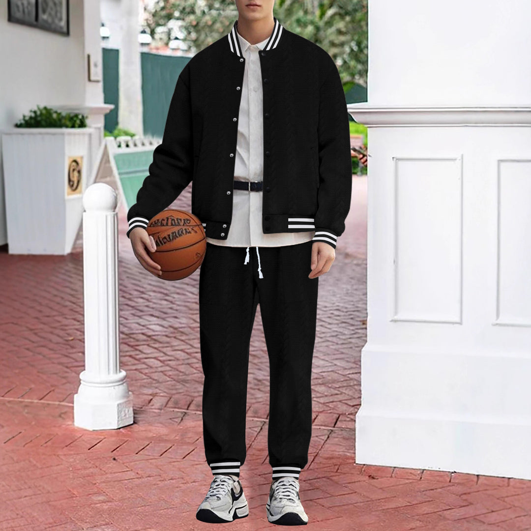 Herren lässiger Strick-Collegejacke mit modernem Design und bequemen Details Echoarchiv