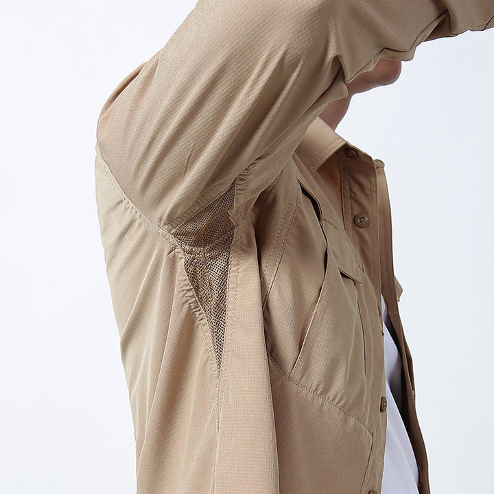 Herren nan leichtes Utility-Hemdjacke mit Brustklappen, Reißverschlusstasche und stretchigem Funktionsgewebe Echo Archiv
