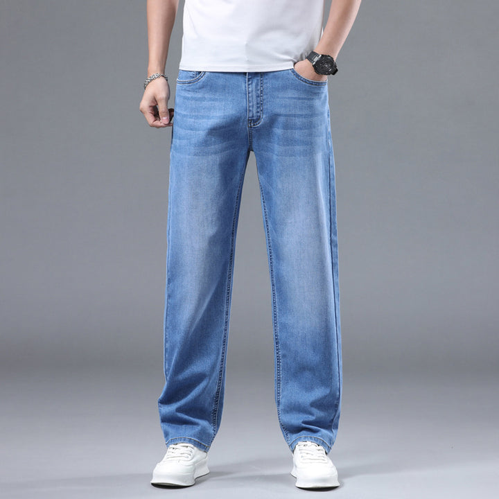 Herren Extraweite Denim-Baggy-Jeans mit geradem Bein & soften Waschungen Echoarchiv