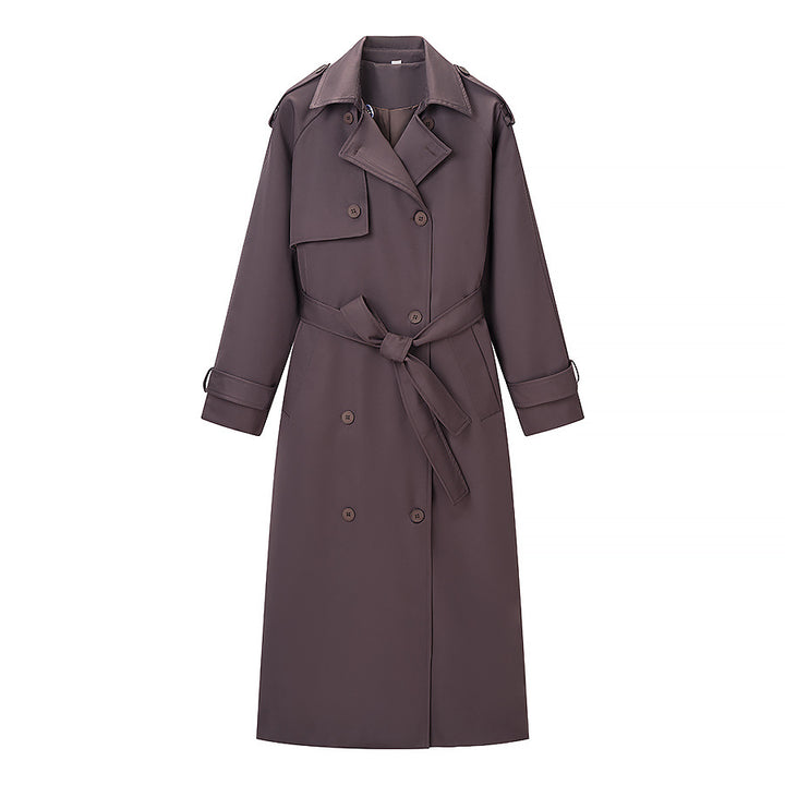 Damen Langer taillierter Trenchcoat mit Bindegürtel und doppelreihiger Knopfleiste Echo Archiv