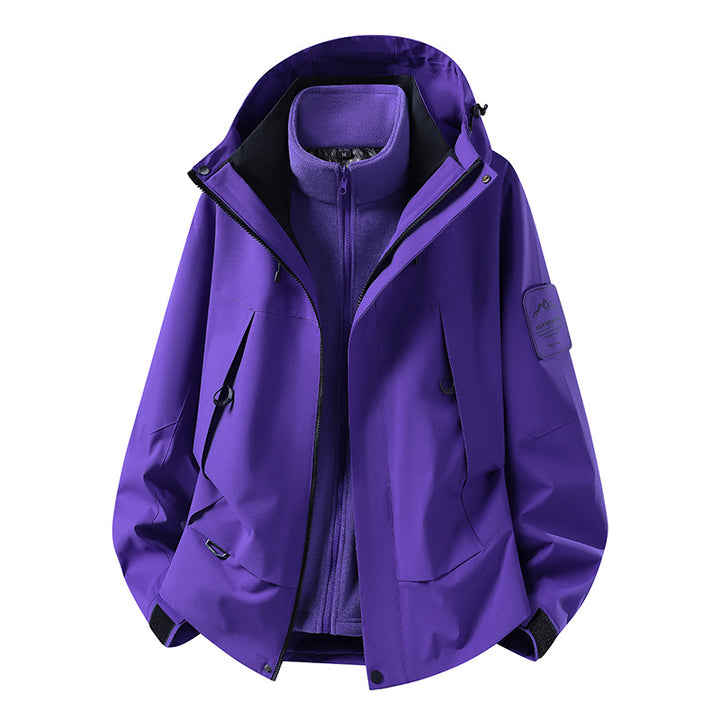 Unisex wasserfeste zweilagige Softshell-Regenjacke mit herausnehmbarem Fleecefutter und Kapuze Echoarchiv