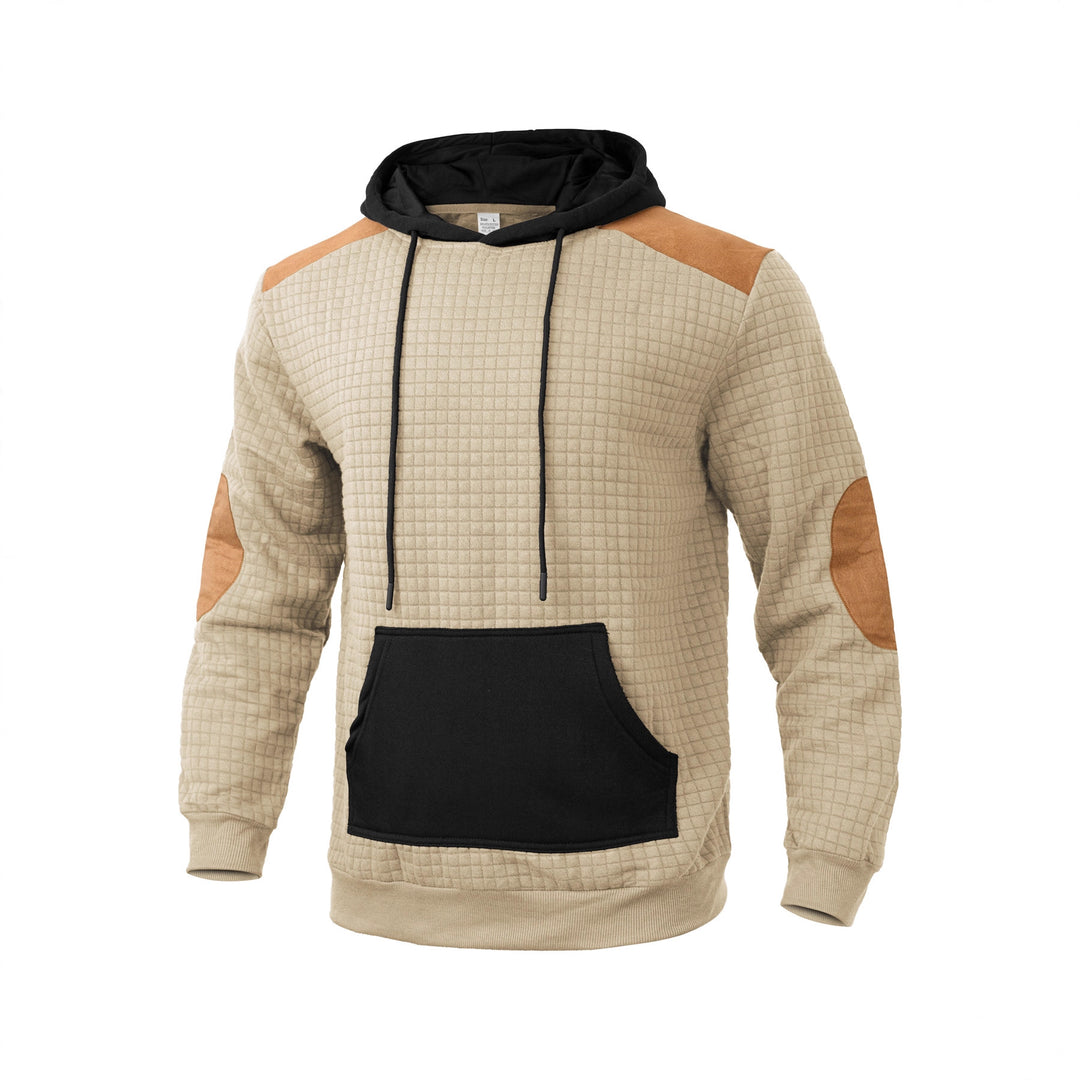 Herren modischer Kapuzenpullover mit strukturiertem Design und Kunstlederakzenten Echoarchiv