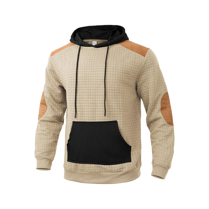 Herren modischer Kapuzenpullover mit strukturiertem Design und Kunstlederakzenten Echoarchiv