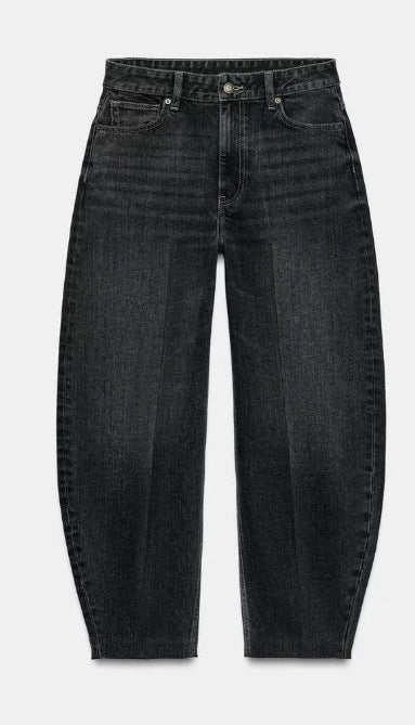 Damen Hochtaillierte Baggy-Jeans mit weitem Bein und klassischer Taschenlösung Echo Archiv
