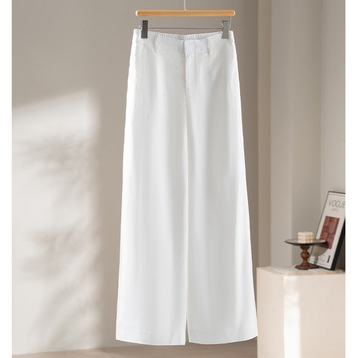 Damen Palazzo-Hose aus leichtem Leinenmix mit hohem Bund und Bügelfalte Echoarchiv