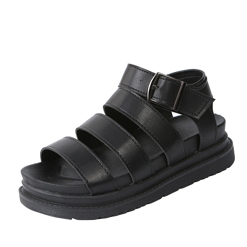 Damen  komfortable Gladiator‑Sandale mit extra gedämpftem Komfortfußbett, vier breiten Riemen und verstellbarer Metallschnalle Echo Archiv