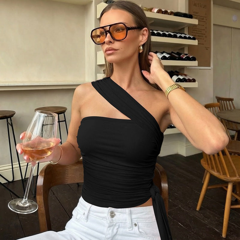 Damen Elegantes Asymmetrisches Top mit Wickeldesign Echo Archiv
