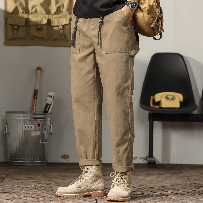 Herren Tapered-Cargohose im Utility-Stil mit gekrempeltem Saum und elastischem Bund Echoarchiv