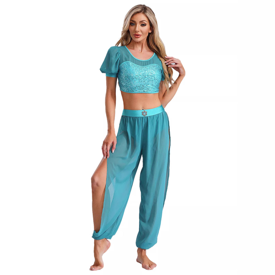 Damen Crop-Top und transparente Hose Set Echo Archiv