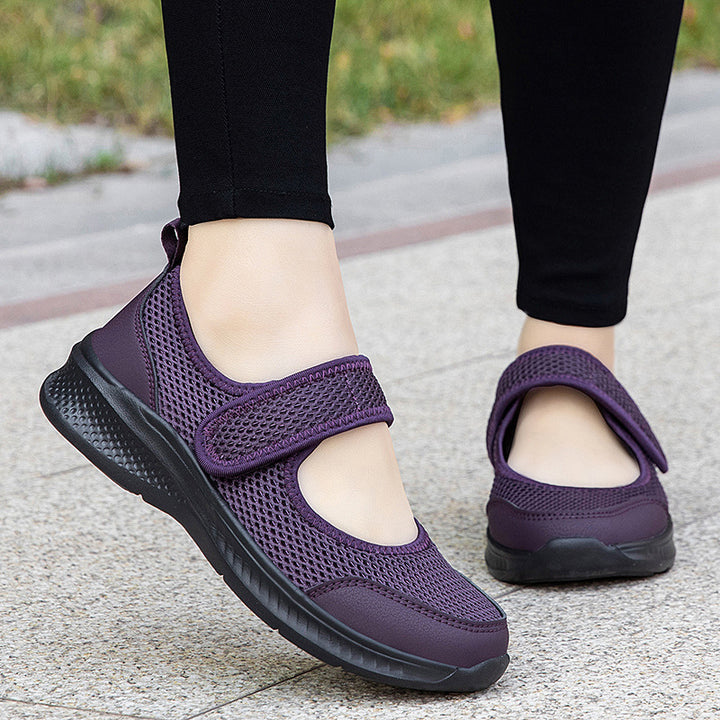 Damen nan Klett-Riemen-Sneaker im Ballerina-Stil mit atmungsaktivem Meshoberteil und flexibler Leichtsohle Echo Archiv