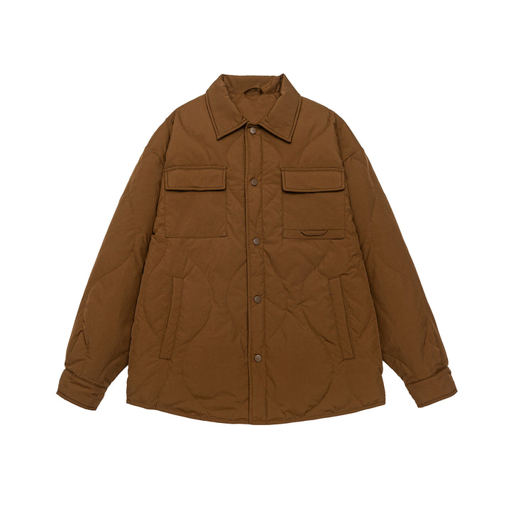 Herren Gesteppte Oversize-Hemdjacke mit Steppung, Druckknöpfen und Brusttaschen Echoarchiv