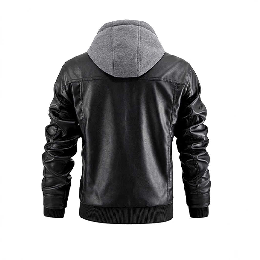Herren modische Lederjacke mit abnehmbarem Kapuzenfutter Echoarchiv