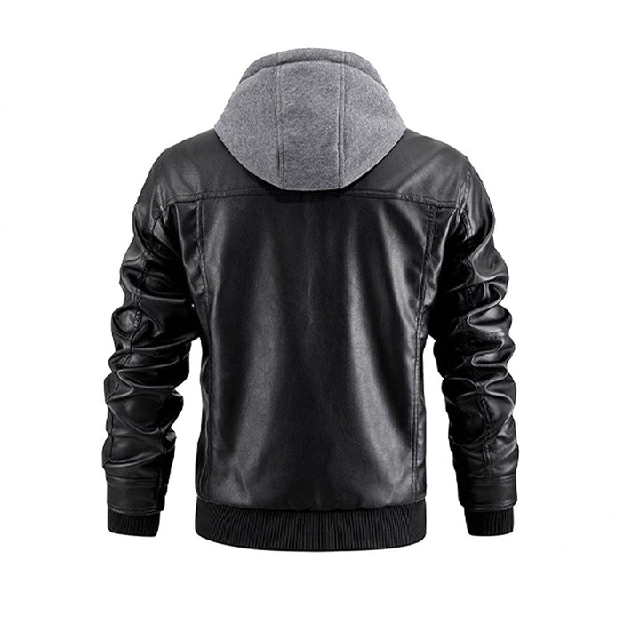 Herren modische Lederjacke mit abnehmbarem Kapuzenfutter Echoarchiv