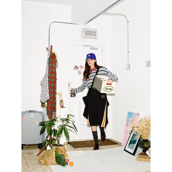 Unisex Gestreiftes Langarmshirt im maritimen Oversize‑Look mit Rippkragen Echoarchiv