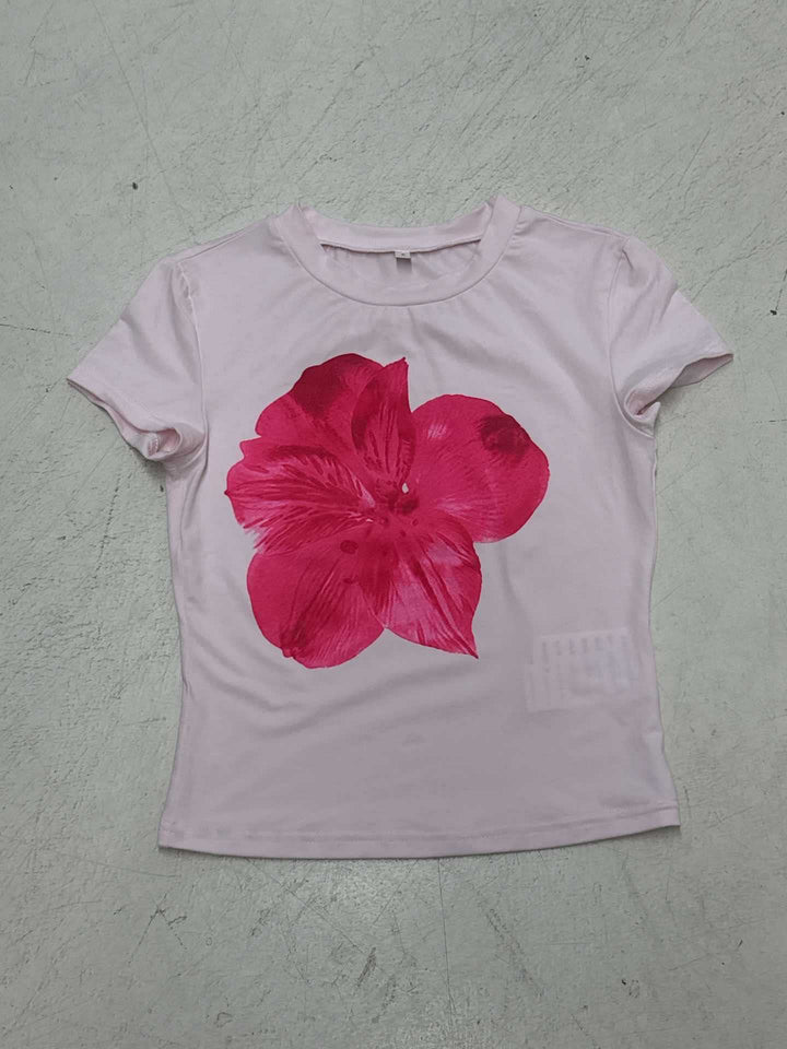 Damen T-Shirt mit floralem Druck und figurbetontem Schnitt Echo Archiv