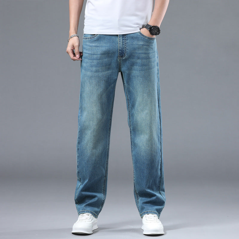 Herren Extraweite Denim-Baggy-Jeans mit geradem Bein & soften Waschungen Echoarchiv