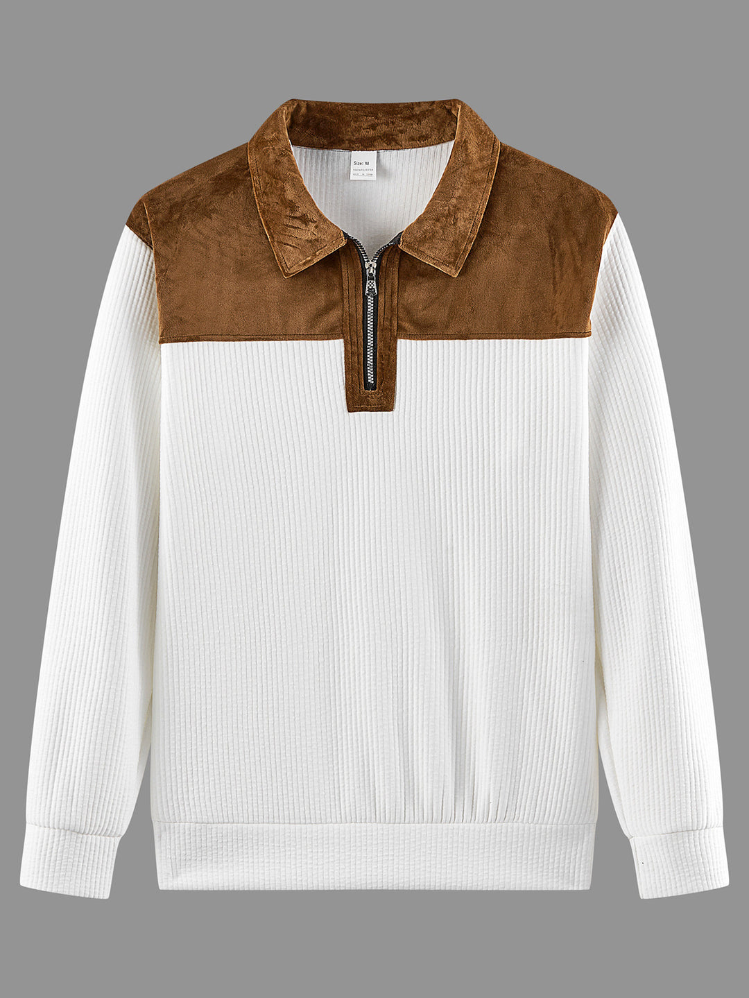 Unisex nan feinstrukturierter Strickpullover mit halbem Reißverschlusskragen und Samtbesatz Echo Archiv