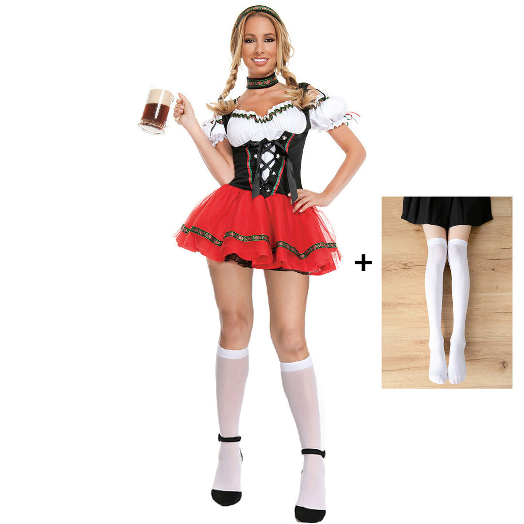 Damen nan folklorisches Kostümkleid mit off-shoulder Bluse Schnürkorsage und stufigem Tüllrock Echo Archiv