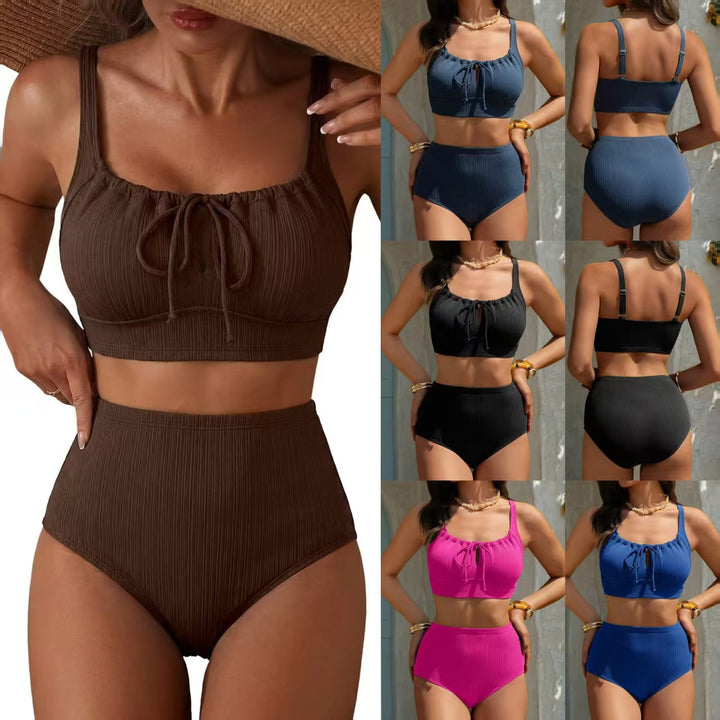 Damen Hochgeschnittener Bikini mit gerafftem Oberteil Echo Archiv