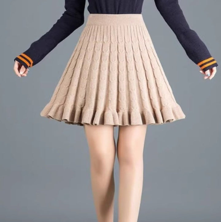 Damen Wellenmuster Midi-Rock aus Strick Echo Archiv