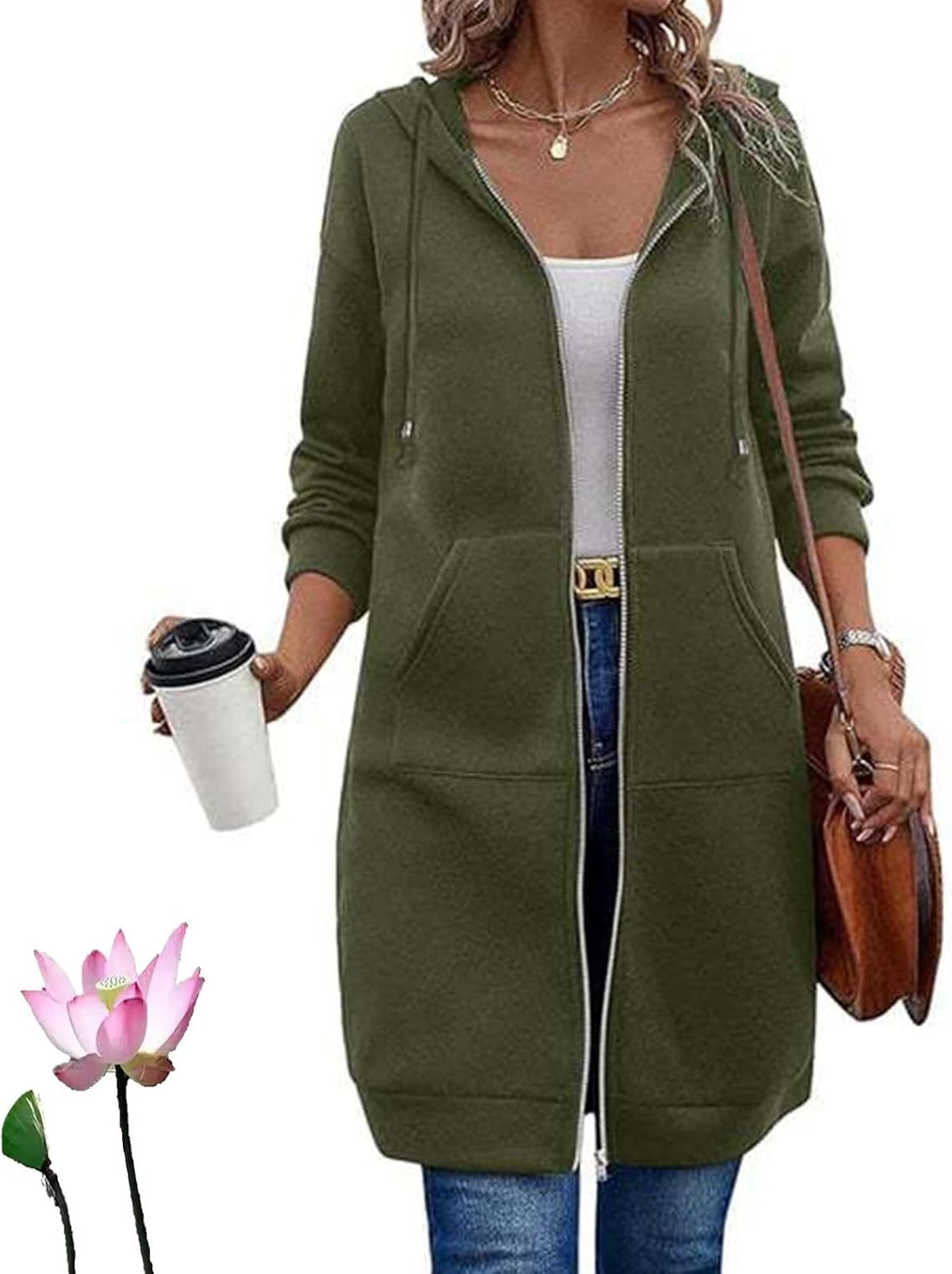Damen Lässige Langarm Hoodie-Jacke – Auréline