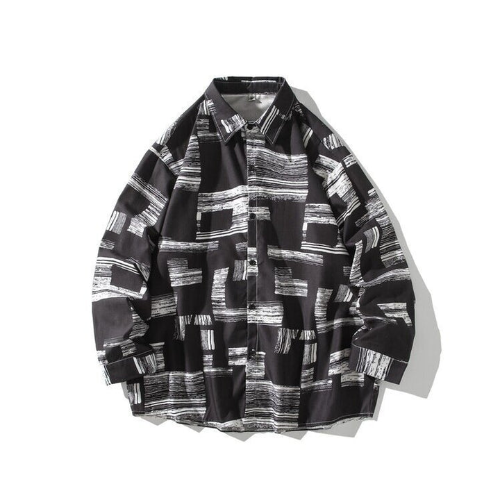 Herren Oversize Hemd mit grafischem Blockprint Echoarchiv