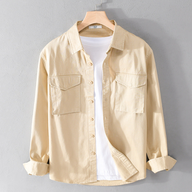 Herren Robustem Baumwoll-Twill Overshirt mit aufgesetzten Brusttaschen und Relaxed-Fit Echoarchiv
