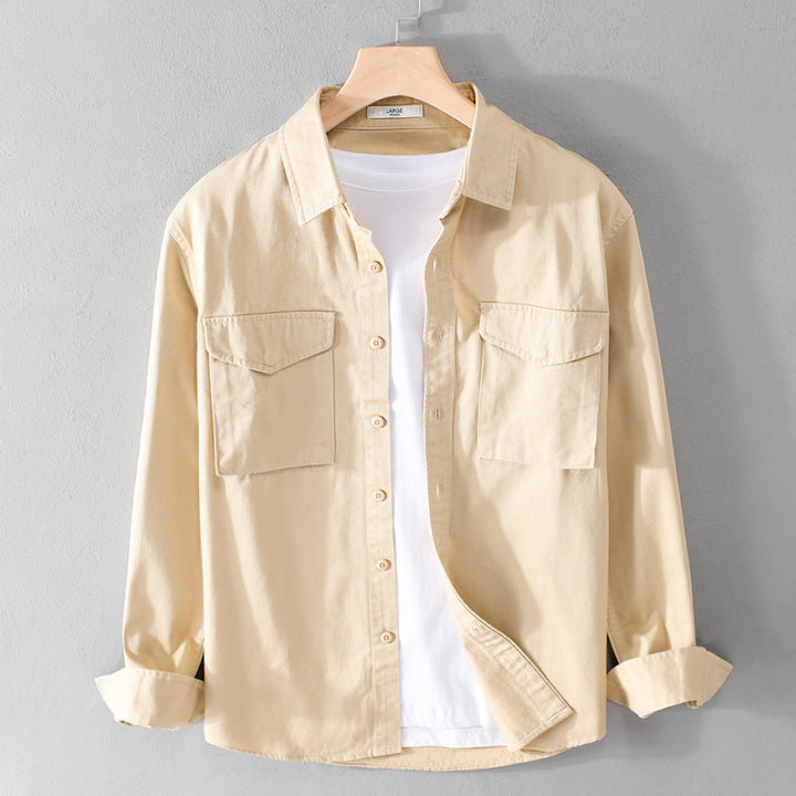 Herren Robustem Baumwoll-Twill Overshirt mit aufgesetzten Brusttaschen und Relaxed-Fit Echoarchiv