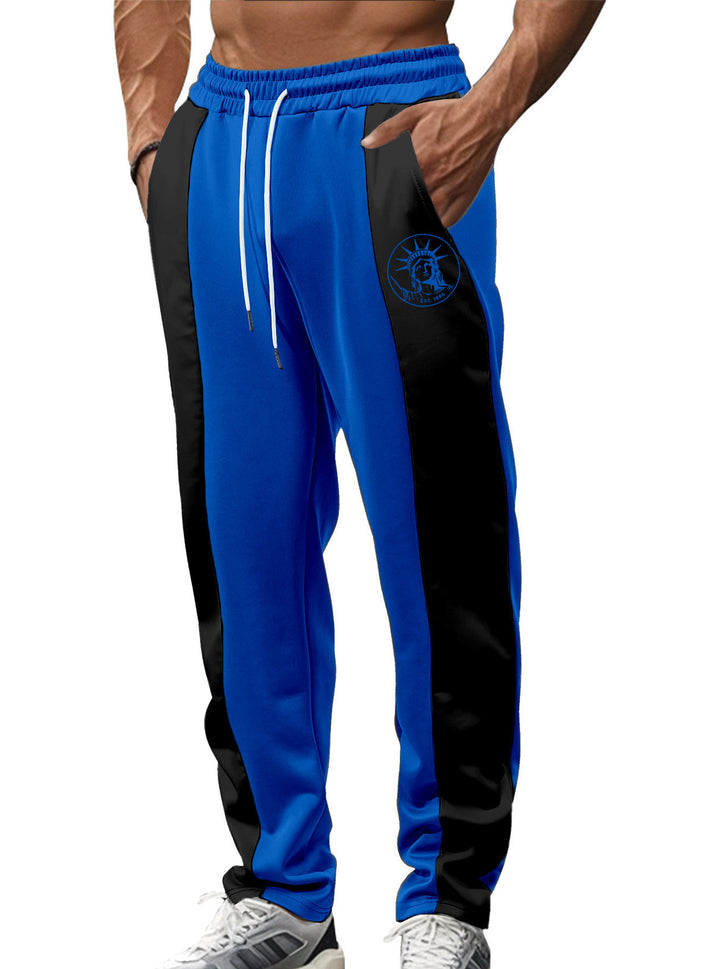 Herren nan sportive Trackpants mit seitlichen Kontrastbahnen elastischem Bund Kordelzug und Hirschstickerei Echo Archiv