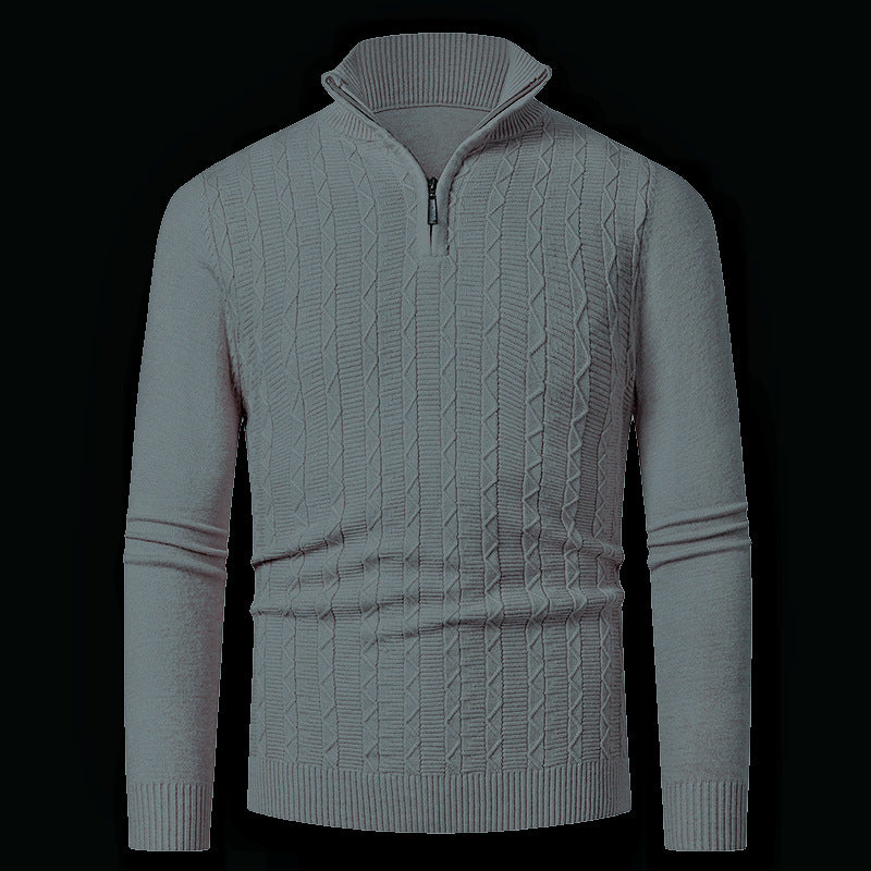 Herren Strickpullover mit modernem Kragen und Reißverschluss Echoarchiv