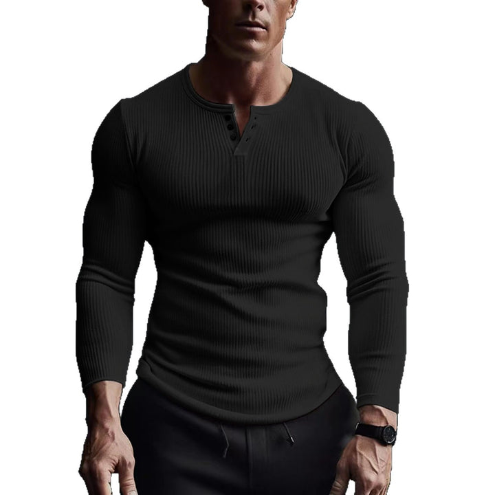 Herren Langarm-Knopfshirt im modernen Rippdesign Echoarchiv