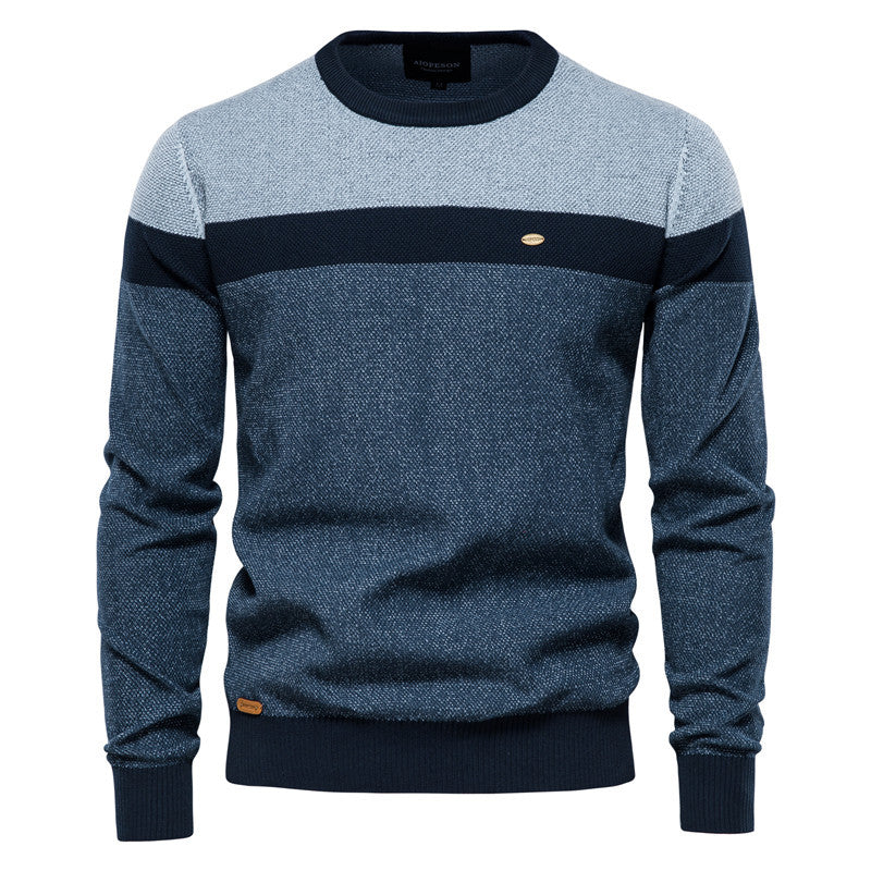 Herren Strickpullover mit modernem Farbblockdesign und feiner Struktur Echoarchiv