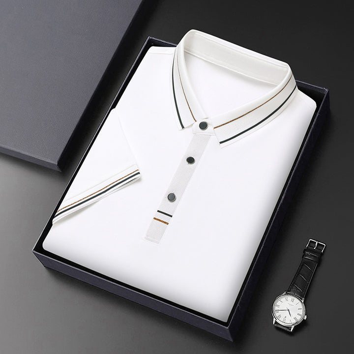 Herren modernes Polohemd mit strukturiertem Material und eleganten Akzenten Echoarchiv