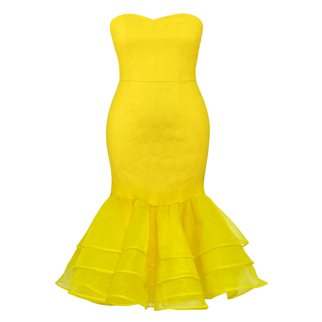 Damen Elegantes Mermaid-Kleid mit Rüschenabsatz Echo Archiv