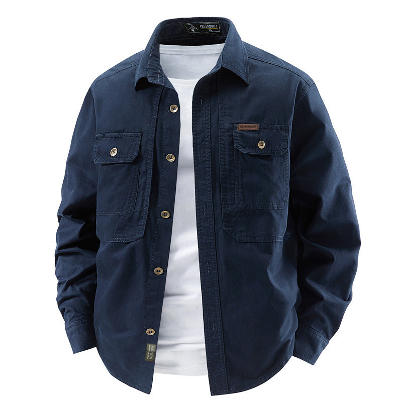 Herren nan robustes Baumwoll-Canvas-Overshirt mit aufgesetzten Klappentaschen, verstärkten Nähten und entspannter Passform Echo Archiv