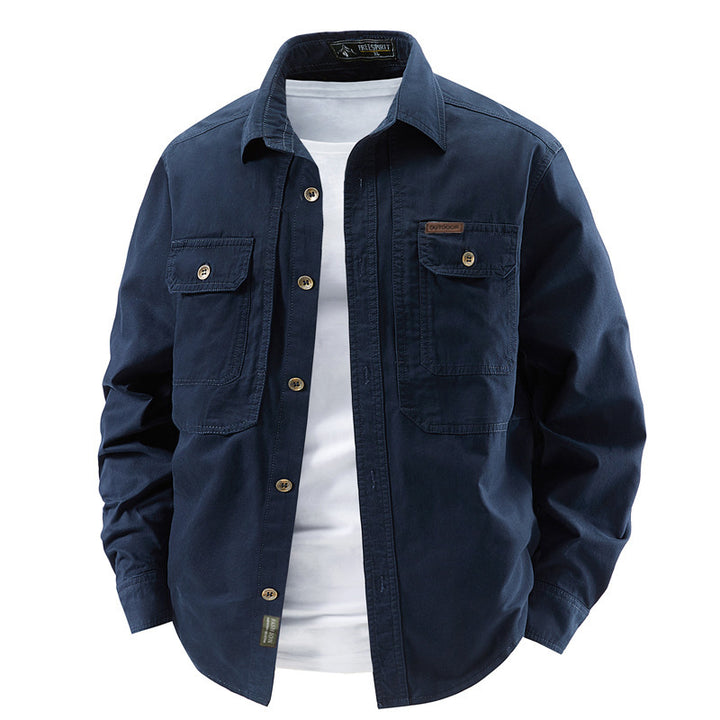 Herren nan robustes Baumwoll-Canvas-Overshirt mit aufgesetzten Klappentaschen, verstärkten Nähten und entspannter Passform Echo Archiv