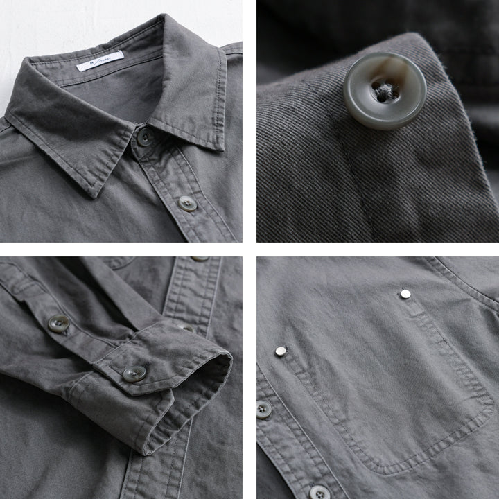 Herren Relaxed-Fit Baumwoll-Overshirt-Jacke mit Doppelbrusttaschen und Kentkragen Echoarchiv