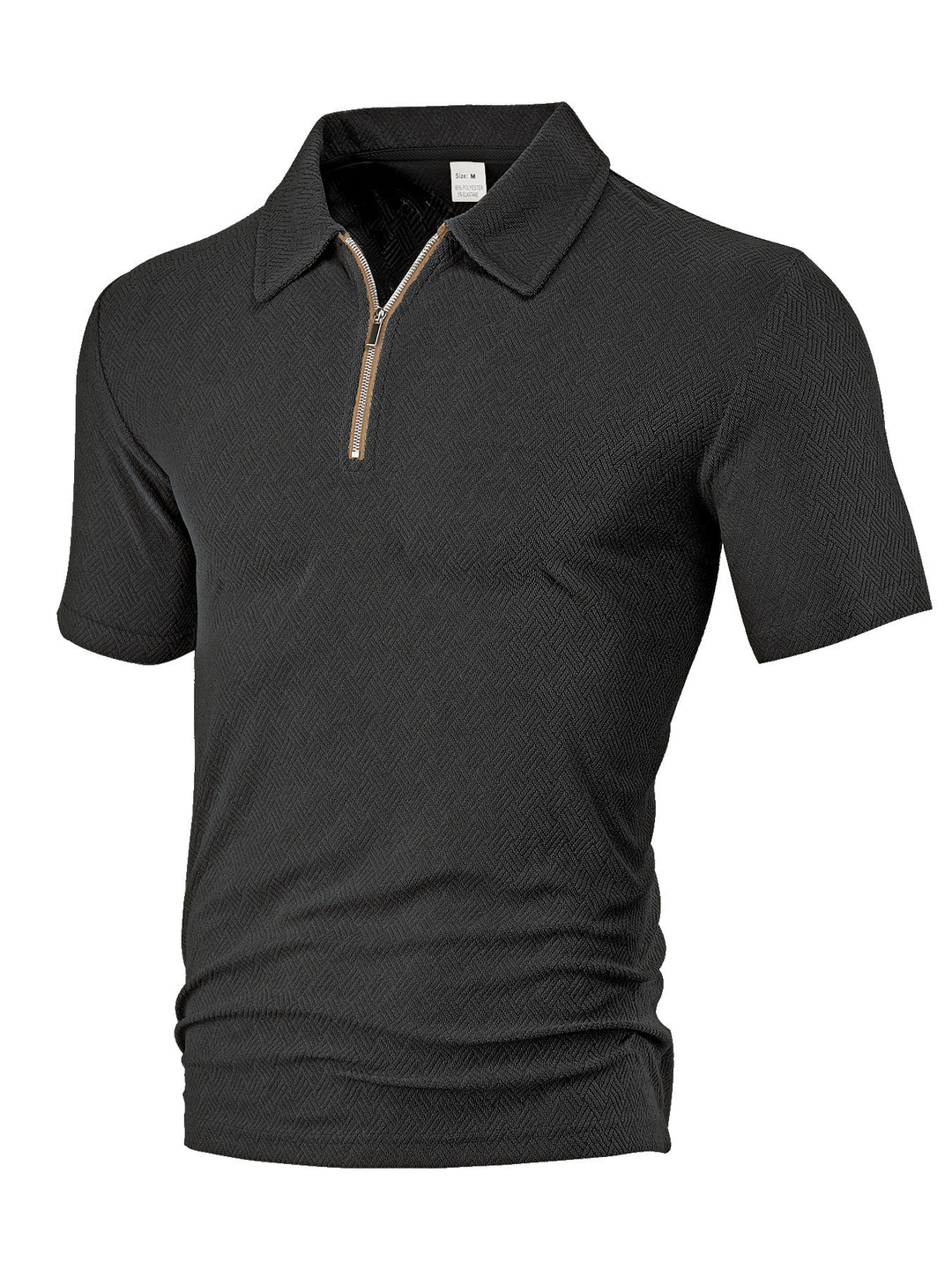 Herren sportliches Kurzarm-Polohemd mit Reißverschluss und strukturiertem Design Echoarchiv