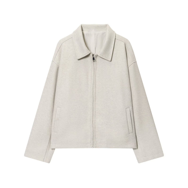 Damen Oversize Wollmix-Boxyjacke mit durchgehendem Reißverschluss und Eingrifftaschen Echo Archiv