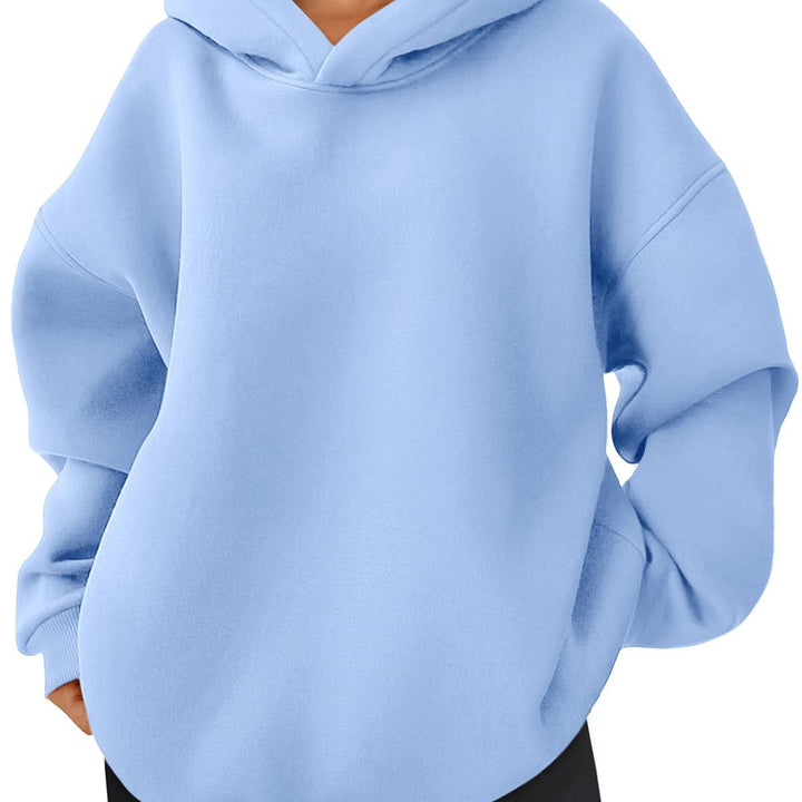 Damen nan kastiger Kapuzenpullover mit doppellagiger Kapuze, überschnittener Schulter und längerem Rückenteil Echo Archiv