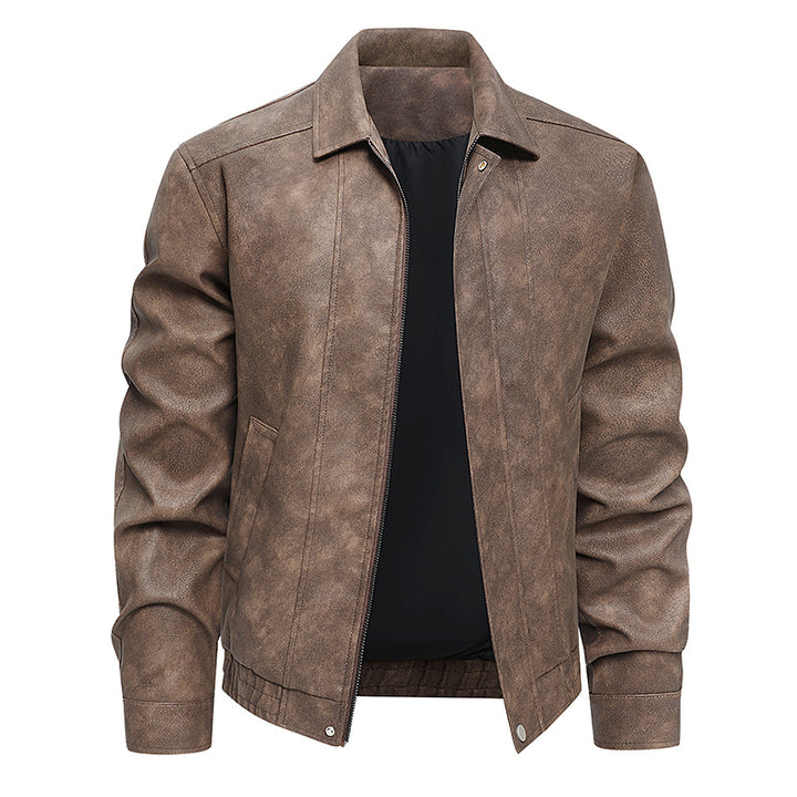 Herren  distressed Faux-Suede Zip-Front Kragenjacke mit elastischem Saum Echo Archiv