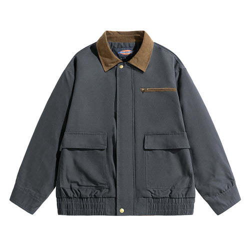 Herren Oversize-Utility-Fieldjacke mit Cordkragen, elastischem Saum & Pattentaschen Echoarchiv